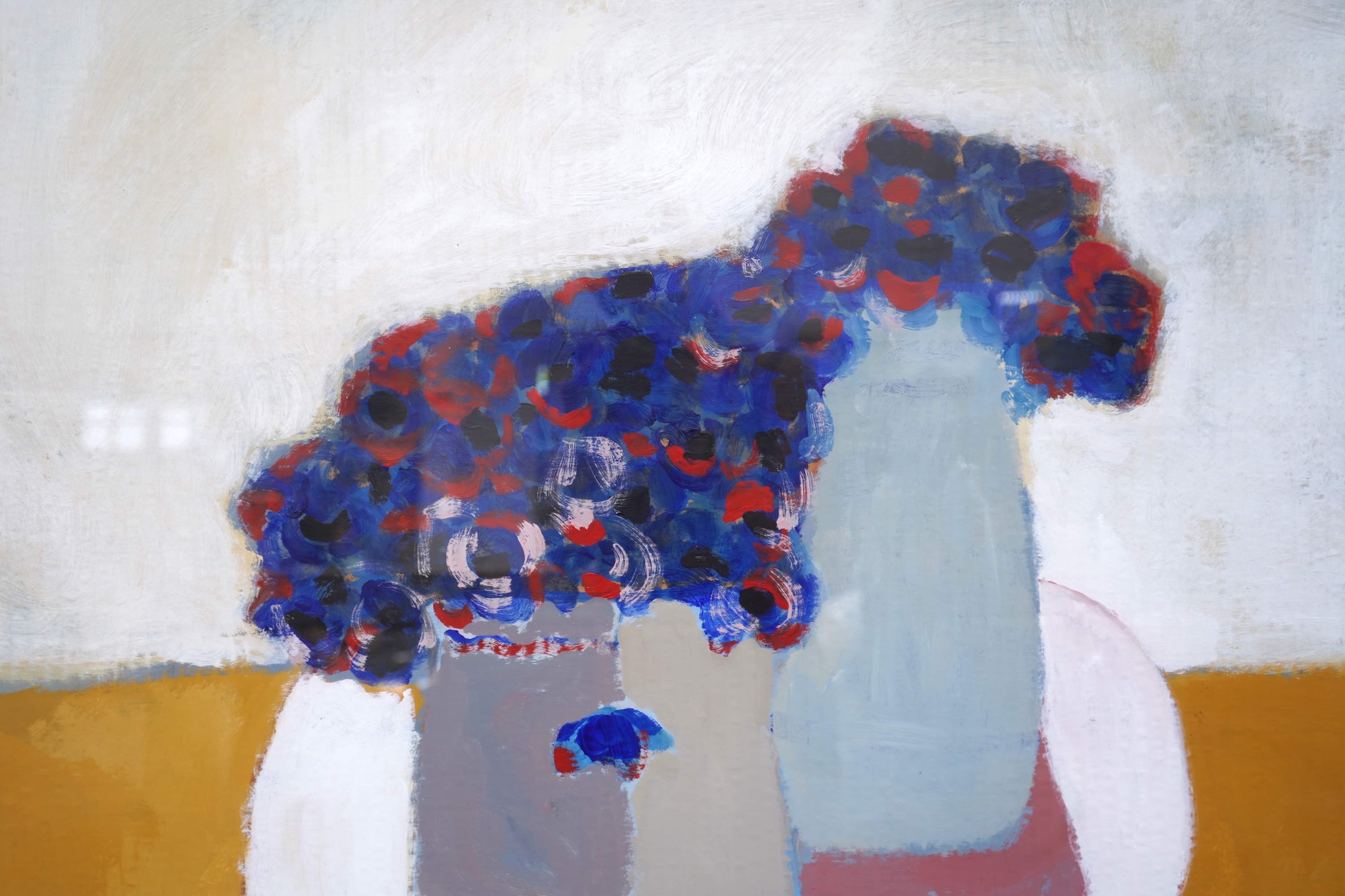 Andrew Murray (1917-1998), oil on canvas, A woman feeding birds, signed and inscribed verso, 50 x 40cm. Condition - good